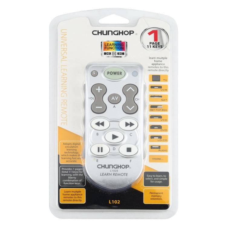 CHUNGHOP L102 DC 3V Universal Learning Remote Control