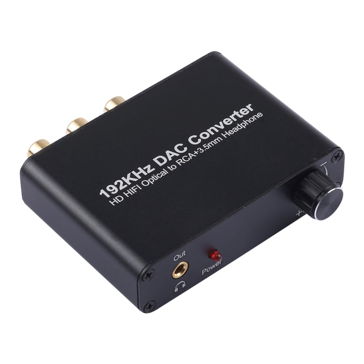 Convertitore DAC 192KHz HD HIFI ottico a RCA + cuffie da 3,5 mm Convertitore audio digitale a 5.1 canali con controllo del volume, 192KHz DAC
