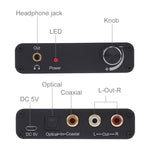 Convertitore DAC 192KHz HD HIFI ottico a RCA + cuffie da 3,5 mm Convertitore audio digitale a 5.1 canali con controllo del volume, 192KHz DAC