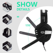 SADES AH-38 Cuffie da gioco e-sport controllate via cavo da 3,5 mm con microfono retrattile, lunghezza cavo: 2 m, AH-38