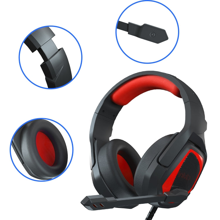 SADES MH602 Cuffie da gioco e-sport controllate via cavo da 3,5 mm con microfono retrattile, lunghezza cavo: 2,2 m, MH602 Black Red, MH602 Black purple, MH602 Black Blue