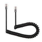 Cavo prolunga telefonico a molla RJ11 a 4 nuclei maschio-maschio, lunghezza elastica: 2 m (nero), Length: 2m