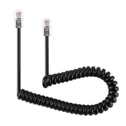 Cavo prolunga telefonico a molla RJ11 a 4 nuclei maschio-maschio, lunghezza elastica: 2 m (nero), Length: 2m