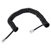 Cavo prolunga telefonico a molla RJ11 a 4 nuclei maschio-maschio, lunghezza elastica: 2 m (nero), Length: 2m
