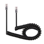Cavo prolunga telefonico a molla RJ11 a 4 nuclei maschio-maschio, lunghezza elastica: 3 m (nero), Length: 3m