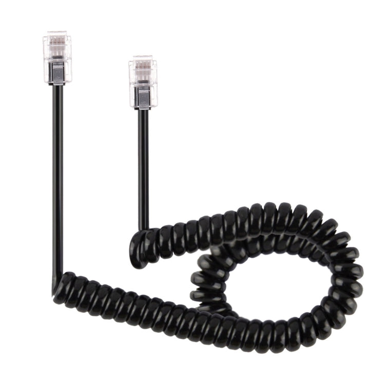 Cavo prolunga telefonico a molla RJ11 a 4 nuclei maschio-maschio, lunghezza elastica: 3 m (nero), Length: 3m