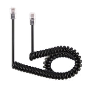 Cavo prolunga telefonico a molla RJ11 a 4 nuclei maschio-maschio, lunghezza elastica: 3 m (nero), Length: 3m