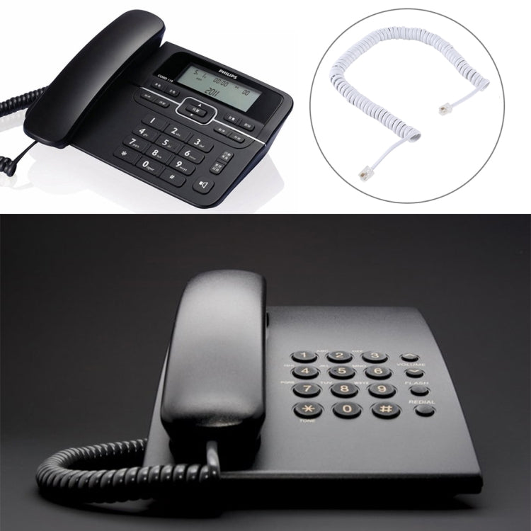 Cavo prolunga telefonico a molla RJ11 a 4 nuclei maschio-maschio, lunghezza elastica: 3 m (nero), Length: 3m