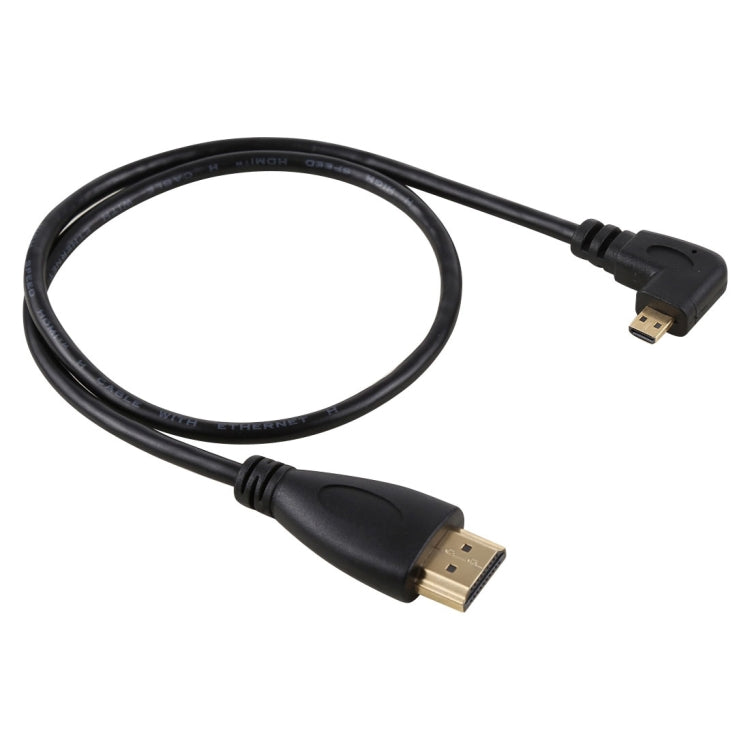 Cavo adattatore connettore placcato oro maschio ad angolo sinistro 4K da 50 cm a Micro HDMI HDMI 4K, 50cm Left