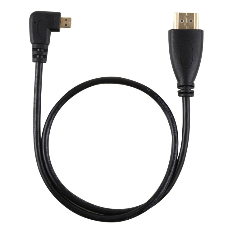 Cavo adattatore connettore placcato oro maschio ad angolo sinistro 4K da 50 cm a Micro HDMI HDMI 4K, 50cm Left