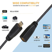 Cavo adattatore connettore micro HDMI femmina-maschio placcato oro da 30 cm 1080P