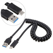 Cavo di prolunga retrattile a molla USB 3.0 ad alta velocità da USB 3.0 maschio a USB-C/Type-C da 1,5 m, USB 3.0 Male to Type-C Male