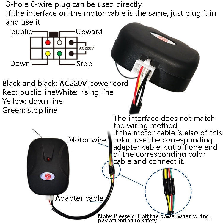 Controller per porta del garage elettrico Ricevitore per motore a catena con telecomando per porta avvolgibile con cavo, with Cable