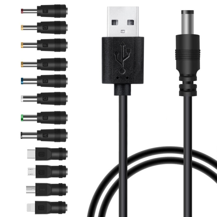 Cavo di alimentazione CC 12 in 1 Spina di interscambio USB multifunzione Cavo di ricarica USB (nero), 12 in 1