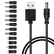 Cavo di alimentazione CC 12 in 1 Spina di interscambio USB multifunzione Cavo di ricarica USB (nero), 12 in 1