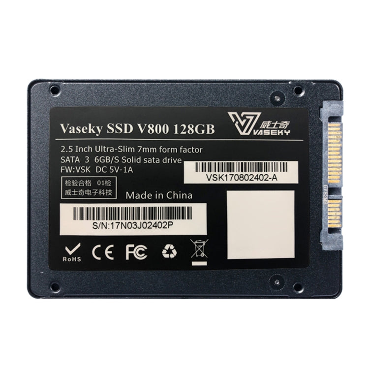 Vaseky V800 Disco rigido SSD SSD da 128 GB 2,5 pollici SATA3 6 GB/s ultra sottile da 7 mm per desktop, notebook, 128GB