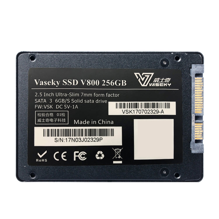 Vaseky V800 Disco rigido SSD unità a stato solido ultra sottile da 256 GB 2,5 pollici SATA3 6 GB/s per desktop, notebook, 256GB