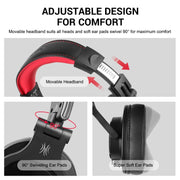 OneOdio A71 Cuffie cablate con riduzione del rumore montate sulla testa con microfono, A71 (Red Black)