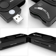 ROCKETEK CR310 USB 2.0 + Scheda TF + Scheda SD + Scheda SIM + Lettore di schede multifunzione Smart Card, USB 2.0