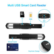 ROCKETEK CR310 USB 2.0 + Scheda TF + Scheda SD + Scheda SIM + Lettore di schede multifunzione Smart Card, USB 2.0