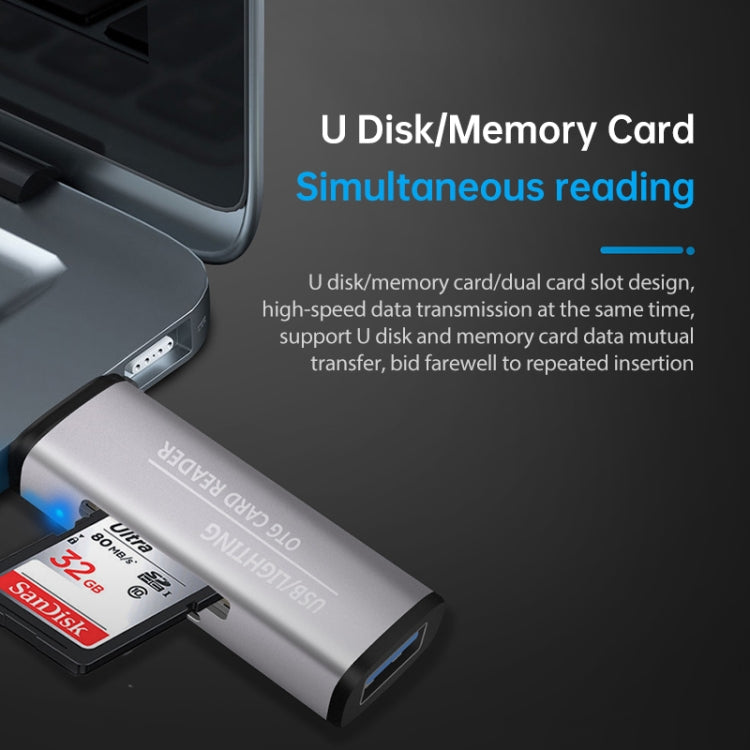118 Interfacce USB 2 in 1 + 8 pin Disco flash USB/scheda di memoria Lettore di schede OTG per sistema IOS Telefono cellulare/computer