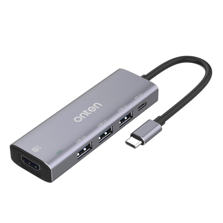 Onten OT-95123 Docking station multifunzione 5 in 1 tipo C + USB + HDMI, lunghezza cavo: 145 mm