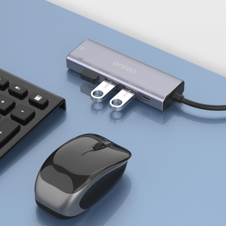 Onten OT-95123 Docking station multifunzione 5 in 1 tipo C + USB + HDMI, lunghezza cavo: 145 mm