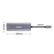Onten OT-95123 Docking station multifunzione 5 in 1 tipo C + USB + HDMI, lunghezza cavo: 145 mm