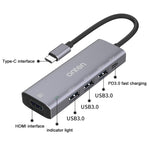 Onten OT-95123 Docking station multifunzione 5 in 1 tipo C + USB + HDMI, lunghezza cavo: 145 mm