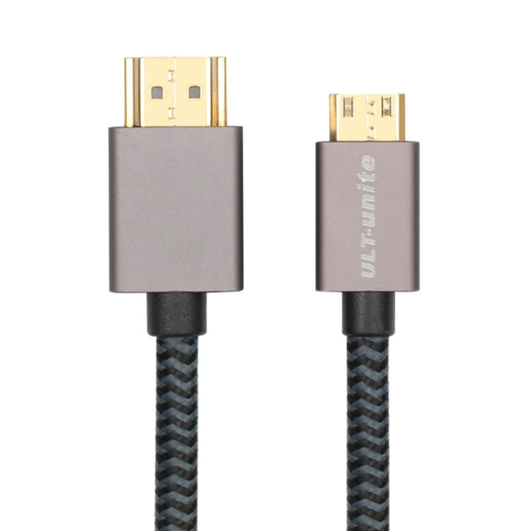 ULT-unite Testa placcata oro HDMI 2.0 maschio a Mini HDMI maschio Cavo intrecciato in nylon, lunghezza cavo: 2 m, 2m