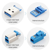Cavo USB 3.0 A maschio a destra con angolo di 90 gradi Cavo USB 3.0 tipo B maschio per stampante ad alta velocità, lunghezza cavo: 3 m, 3m