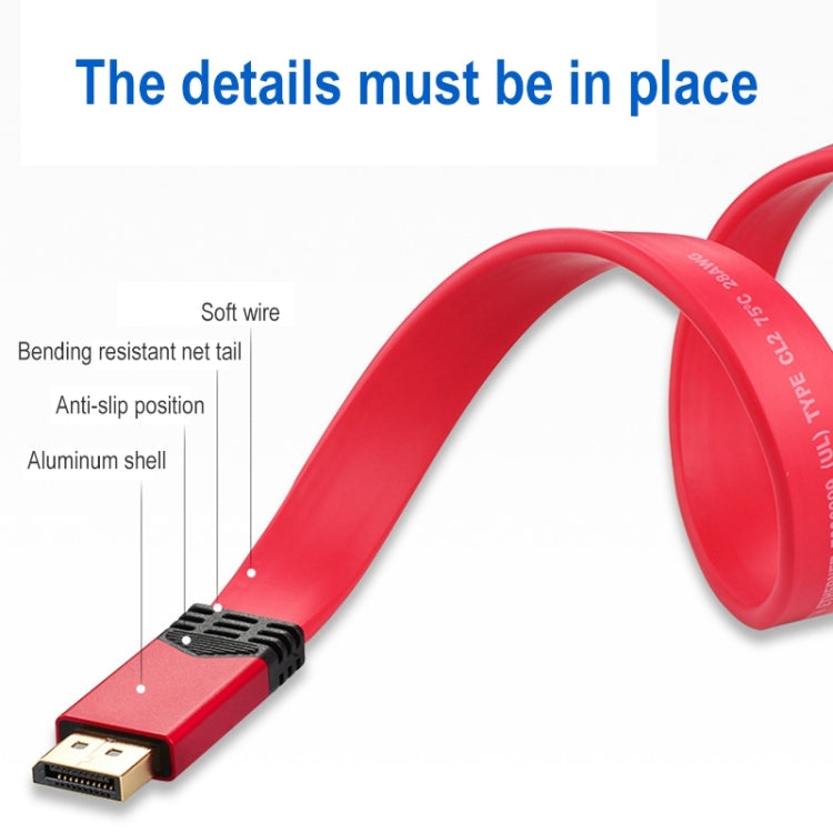 Cavo adattatore piatto con guscio in alluminio da DisplayPort 1.2 maschio a DisplayPort 1.2 maschio 4K 60 Hz, lunghezza cavo: 2 m, 2m