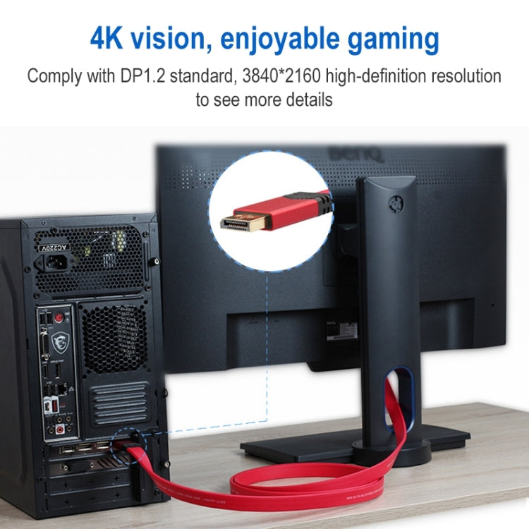Cavo adattatore piatto con guscio in alluminio da DisplayPort 1.2 maschio a DisplayPort 1.2 maschio 4K 60 Hz, lunghezza cavo: 2 m, 2m