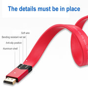 Cavo adattatore piatto con guscio in alluminio da DisplayPort 1.2 maschio a DisplayPort 1.2 maschio 4K 60 Hz, lunghezza cavo: 3 m, 3m