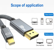 Mini160; cavo adattatore intrecciato DP maschio a DisplayPort 1.4 maschio HD 8K, lunghezza cavo: 2 m