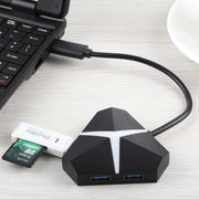 Adattatore HUB USB 3.0 super veloce a 4 porte da 5 Gbps, lunghezza del cavo: circa 20 cm, USB 3.0 HUB (Black), USB 3.0 HUB (White)