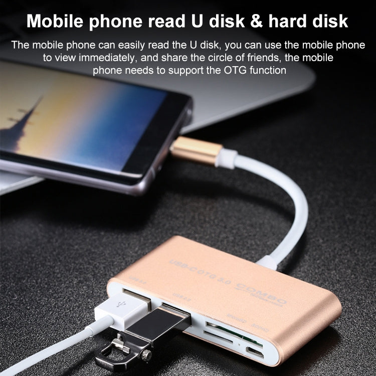 Hub USB-C 5 in 1 con lettore schede SD TF Micro SD e porte USB
