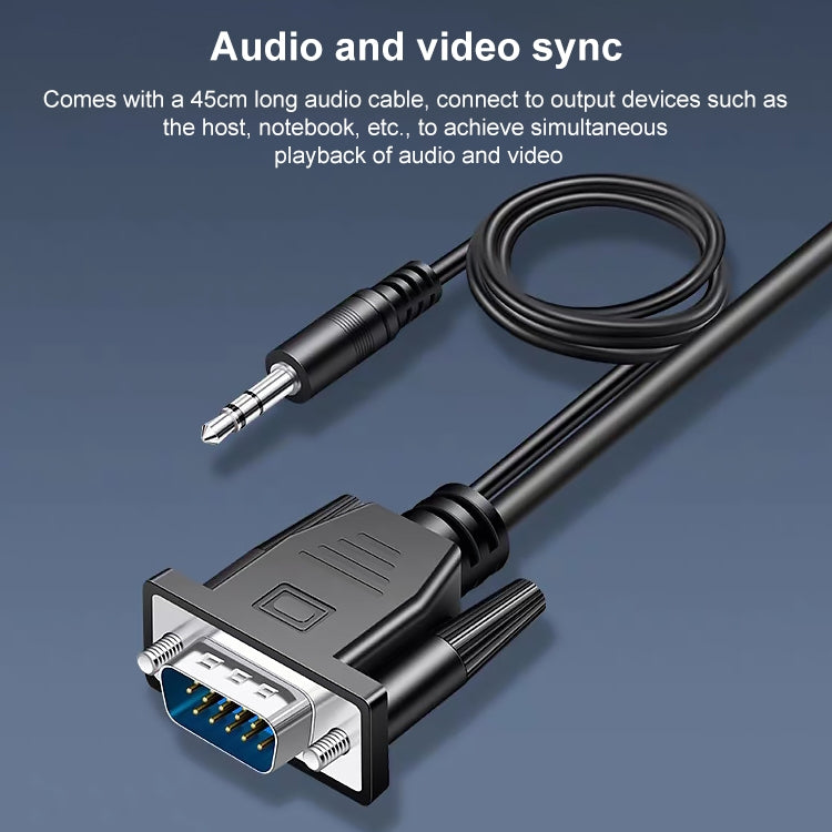 Convertitore VGA maschio a HDMI femmina 1080P HDCO-VGAM2 con cavo audio da 3,5 mm, HDCO-VGAM2