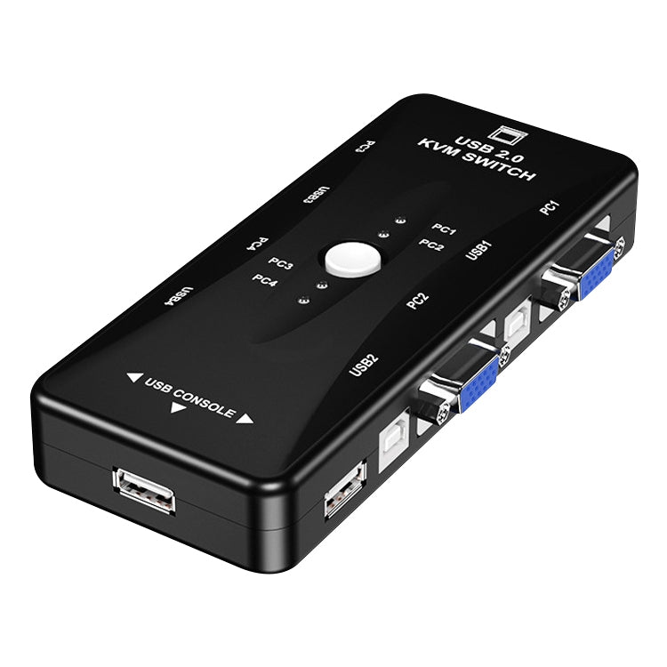 KSW-401V Switch KVM da 4 porte VGA + 3 porte USB a VGA con pulsante di controllo per monitor, tastiera, mouse, set-top box