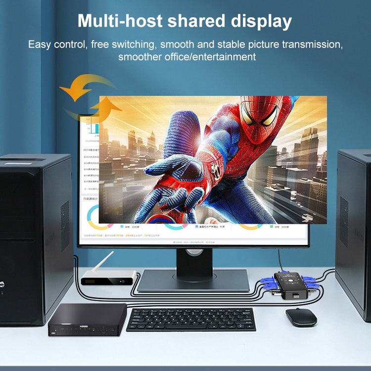 KSW-401V Switch KVM da 4 porte VGA + 3 porte USB a VGA con pulsante di controllo per monitor, tastiera, mouse, set-top box