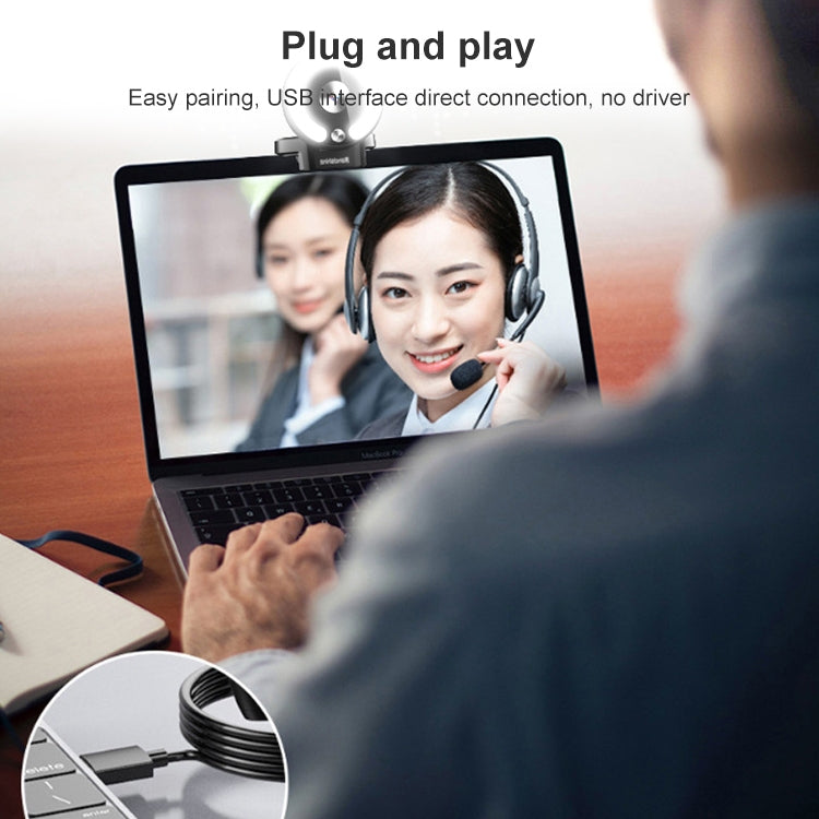 Landshine Telecamera HD per bellezza dal vivo per computer con messa a fuoco automatica USB 2K grandangolare da 90 gradi con luce ad anello