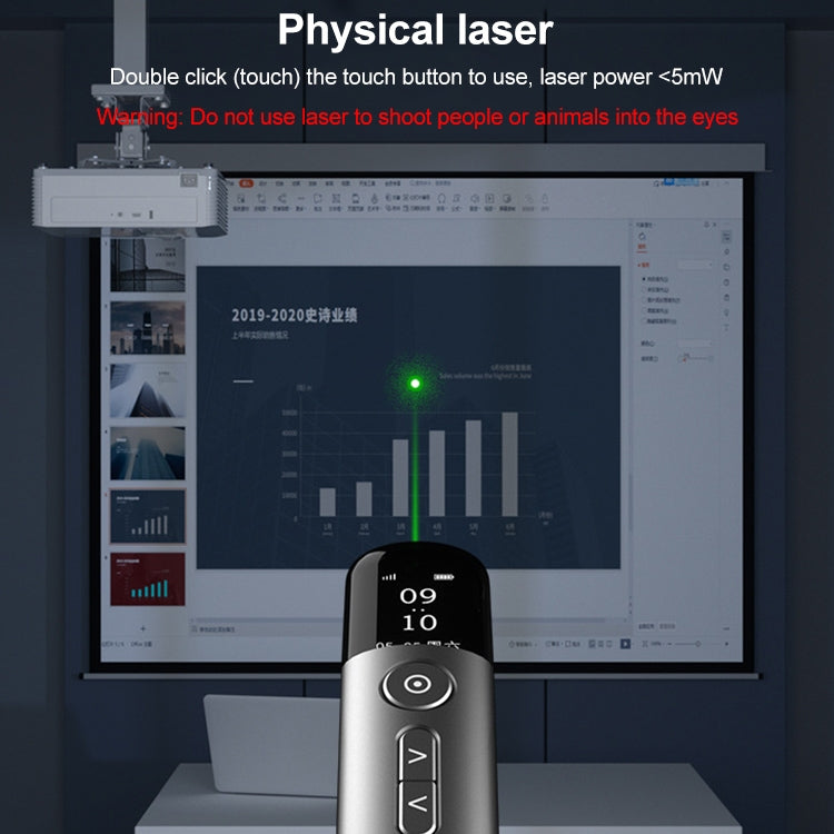 Presentatore wireless ASiNG A9 da 32 GB con penna per girare la pagina del laser multifunzionale PPT a luce verde, A9 32GB Green Light(Grey), A9 32GB Green Light(Blue)