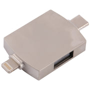 Lettore di schede OTG 4 in 1 8 pin + USB-C / Type-C maschio a USB 3.0 + USB femmina