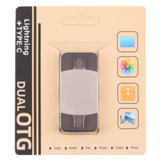 Lettore di schede OTG 4 in 1 8 pin + USB-C / Type-C maschio a USB 3.0 + USB femmina