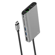 Onten 9591BD 8 in 1 USB-C / Type-C a PD USB-C / Type-C Ricarica + Gigabit Ethernet + Doppia USB 3.0 + HDMI + VGA + Slot per scheda SD + HUB AUX da 3,5 mm, 9591BD Black, 9591BD Grey, 9591BD Silver
