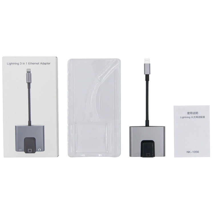 Adattatore 3 in 1 per iPhone con RJ45 e audio
