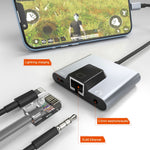 Adattatore 3 in 1 per iPhone con RJ45 e audio
