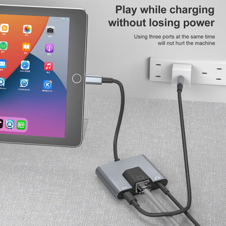 Adattatore 3 in 1 per iPhone con RJ45 e audio