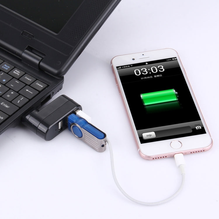 Testa USB con rotazione di 180 gradi 3 porte HUB portatile USB 2.0