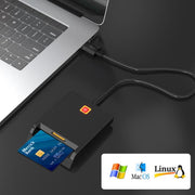 Rcoketek CR301 Type-C Plug Smart CAC Card Reader USB 2.0 Bank Card SIM Card Tax Reader, Type-C